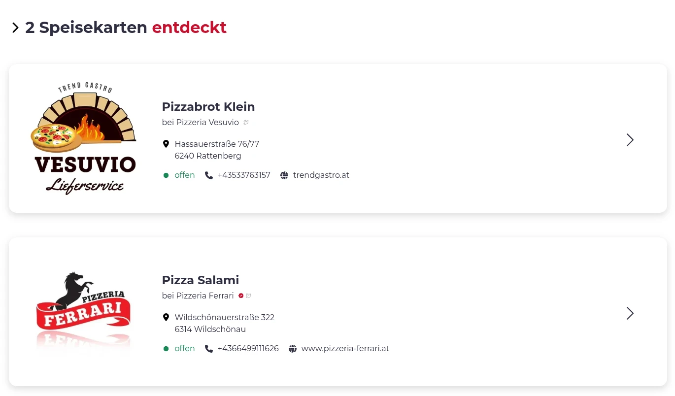 Altes Speisekarten Design
