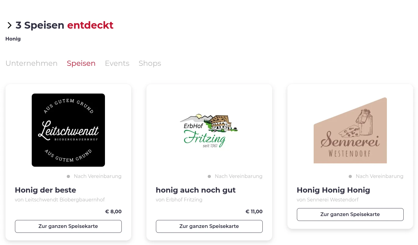 Neues Speisekarten Design