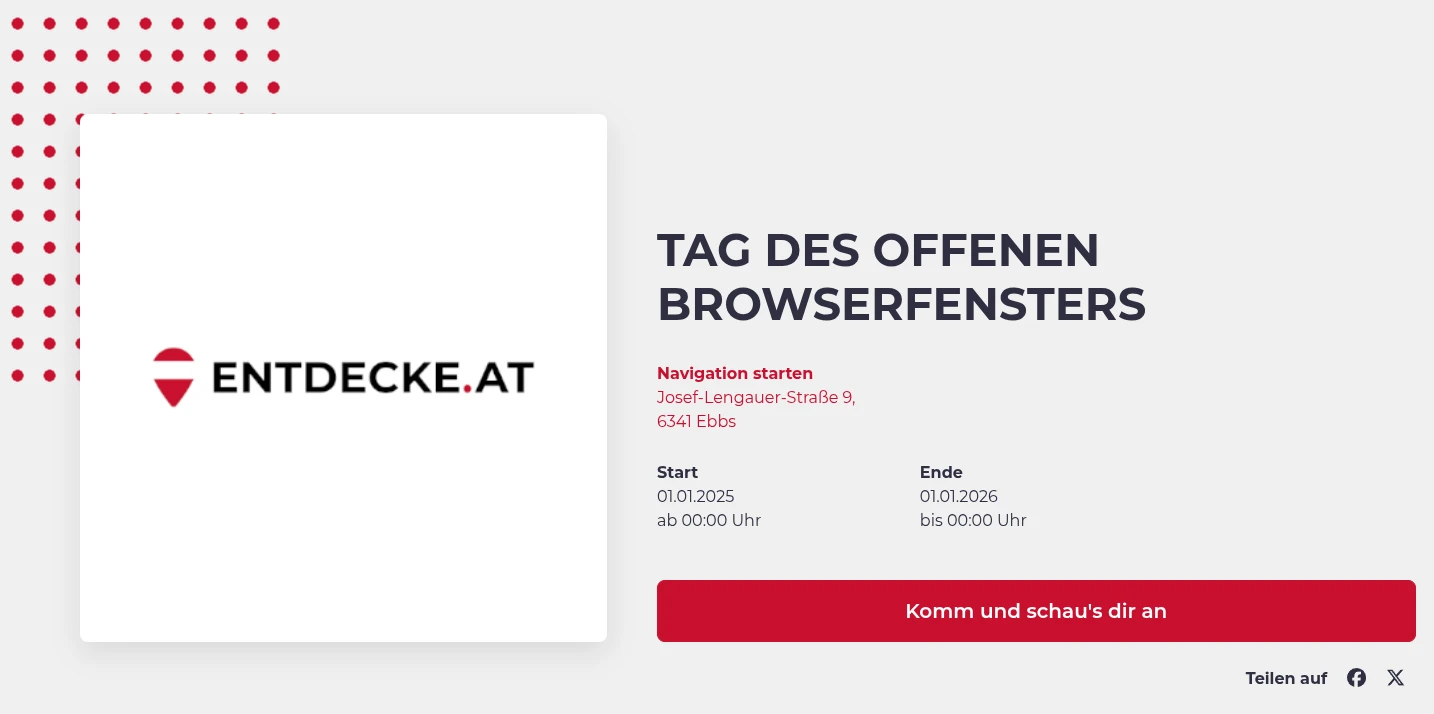 Navigation der Eventseite zum Standort
